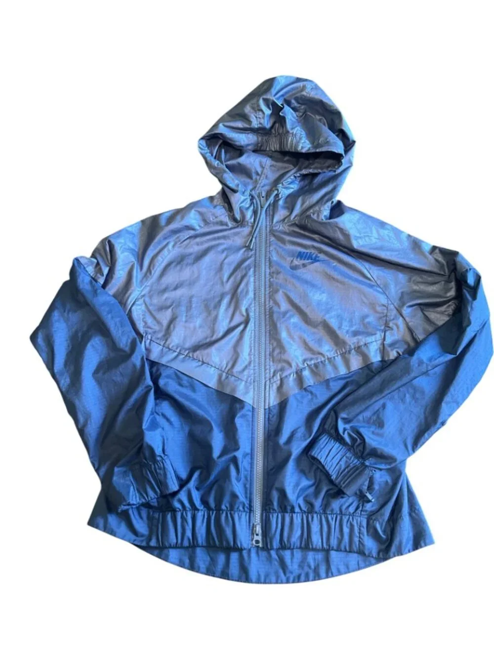Nike Blue Windbreaker Jacket Windrunner Rain Vented Full Zip Activewear Medium - Picture 2 of 11